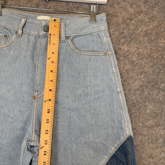 GANNI Blue Stary Jeans Womens 27 Patchwork Tapered Denim Pants Two Tone Balloon - Picture 7 of 16